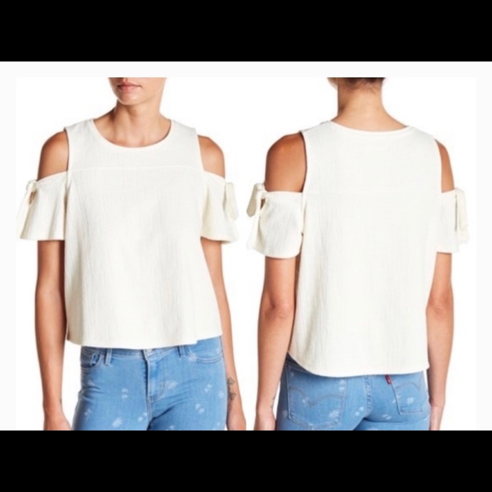 NWOT Madewell Cream textured Cold Shoulder Blouse